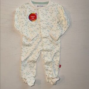 Magnetic Me White Green Fish Footie Newborn 0-3 months